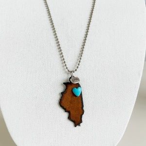 Chicago Illinois lovers artisan necklace 4” drop chain